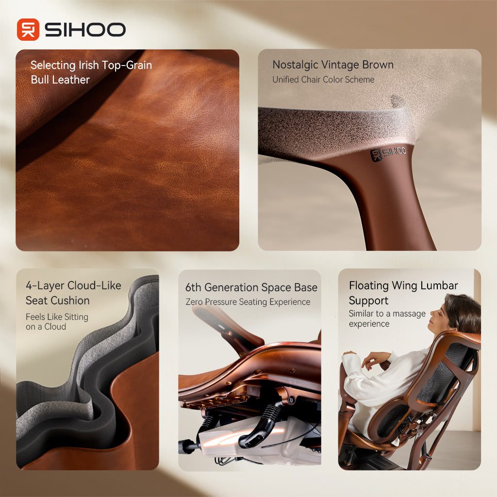 כיסא מנהלים ארגונומי SIHOO S300L Top-Grain Leather