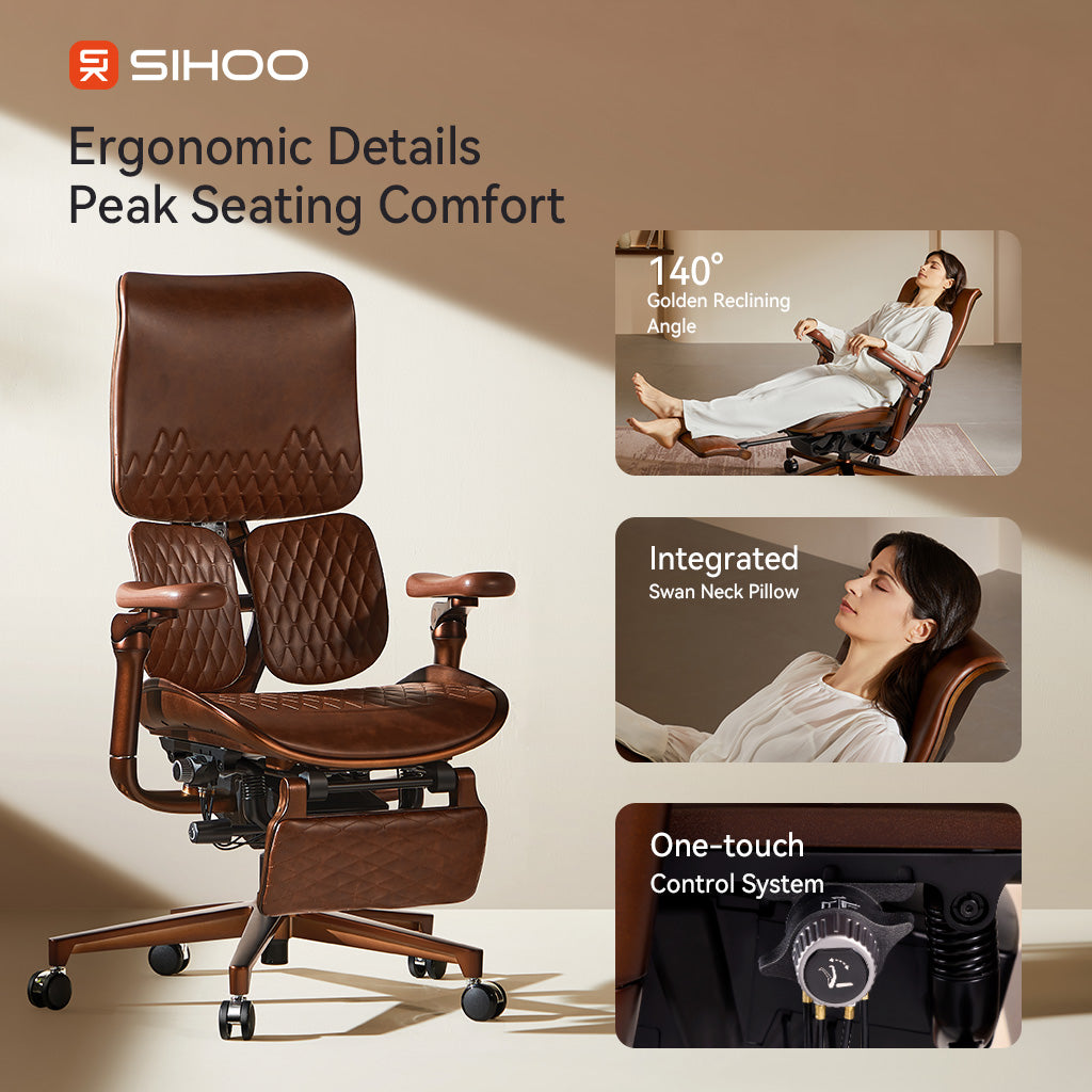 כיסא מנהלים ארגונומי SIHOO S300L Top-Grain Leather