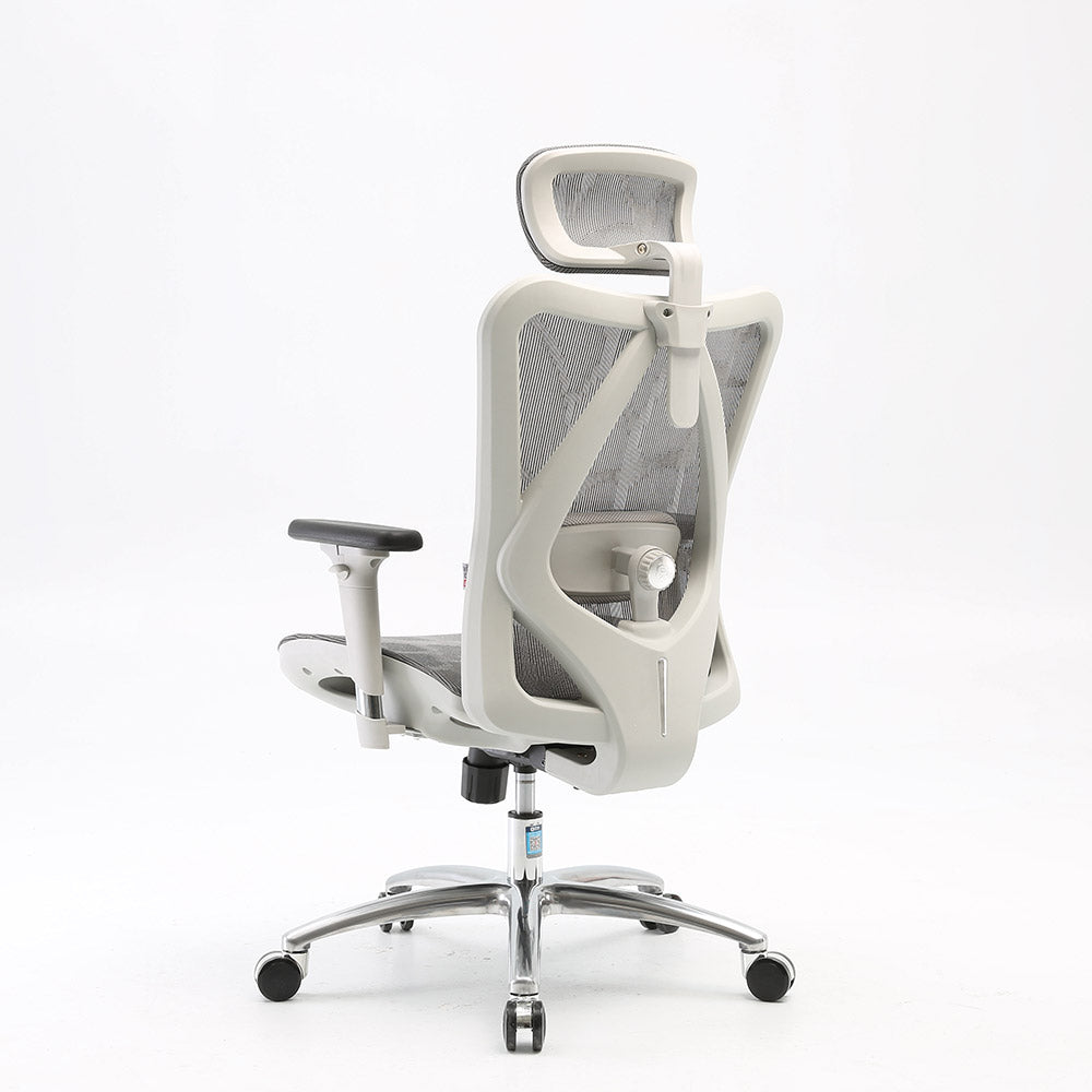 כיסא SIHOO M57 אפור בהיר מבט צד אחורי