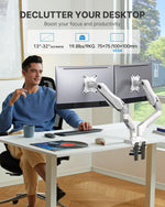 זרוע כפולה למסכי מחשב HUANUO DS6 White